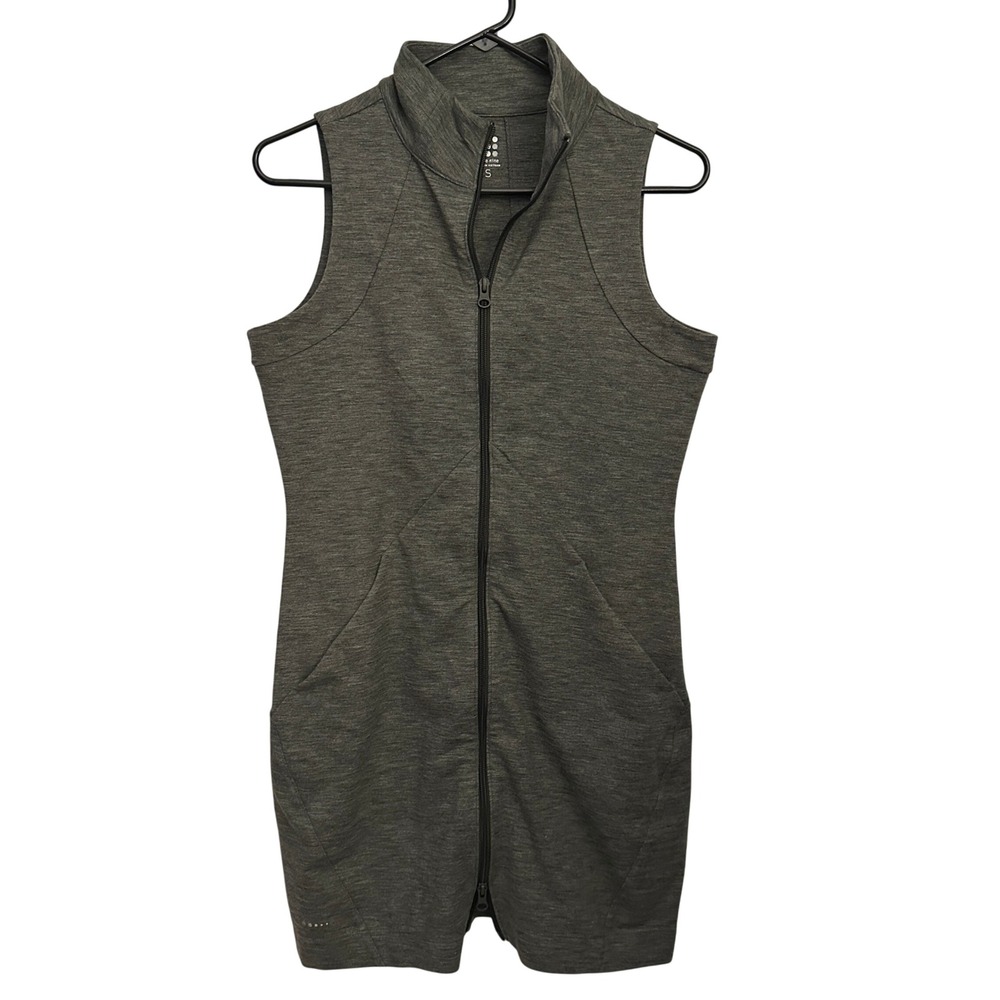 Title Nine‎ Dress Womens S Gray Excellent Full Zip Sleeveless Mock Neck Pockets